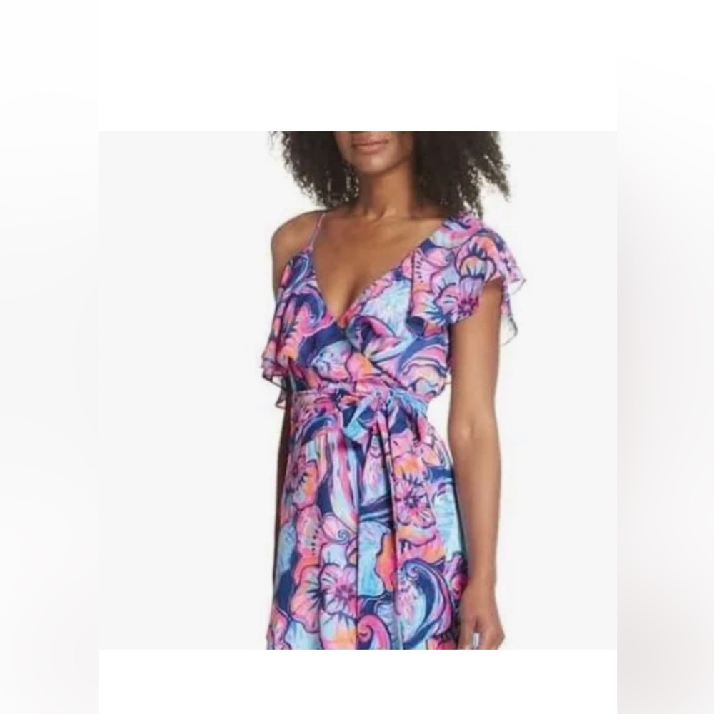 Lilly Pulitzer Marianna Wrap Dress Nauti Navy Boho Bateau print size small - Picture 2 of 7